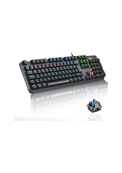Lecoo GK301 USB Kablolu Blue Switch Makrolu RGB Gaming Mekanik Türkçe Q Klavye Metalik Gri