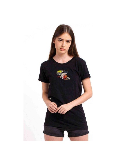 Uzumaki Naruto Baskılı Siyah Kadın Tshirt