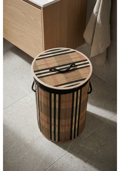 Nordic Yuvarlak Bambu Sepet - 50 Cm Koyu Kahverengi
