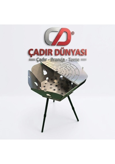 Çadır Dünyası Ayarlanabilir Ayaklı Kamp Ateşi Ve Barbekü Seti - 45 Cm Genişlik, Teleskopik Yükseklik Ayarlı Ateş Çukuru Çok Renkli