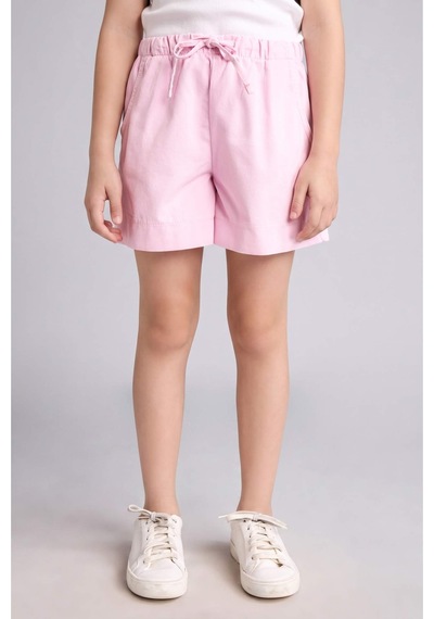 Defacto %100 Pamuk Regular Fıt Elastik Bel Gabardin Pembe Şort Kız Çocuk I0060a826hspn614 Pembe-pn614