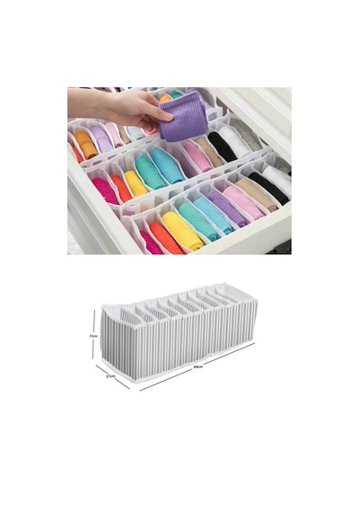 11 Gözlü Çekmece Içi Akordiyon Organizer - Medium 15 X 44 X 17 Kumaş 25 X 25 Gri Tr Diğer