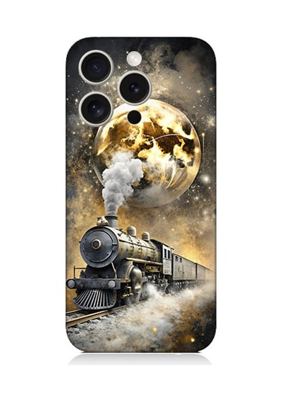 Apple Uyumlu iPhone 15 Pro Buharlı Tren Desenli Silikon Kılıf Silikon