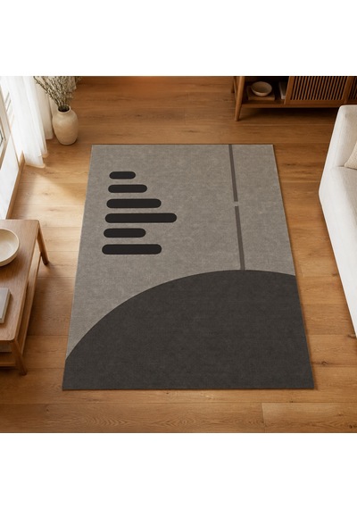 Kartela Halı Aralık Minimal Modern Halı Antrasit Kaymaz Taban Makinede Yıkanabilir 60x90 Cm