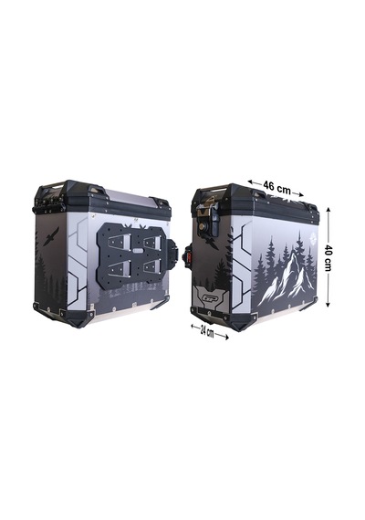 Gp Kompozit Dsn05 Universal 40 Lt X 2 Desenli Alüminyum Motosiklet Yan Çanta Seti