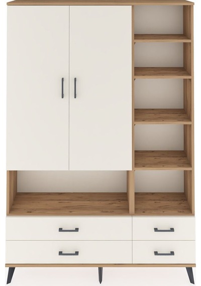 Arges Dolap 10 Raflı 4 Çekmeceli 2 Kapaklı 132x30x195 Çam-ayt... Çam