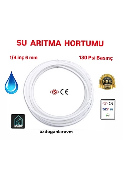 Dogant Su Arıtma Cıhazı Hortumu Beyaz 8 Metre 1/4 Inç 6 Mm
