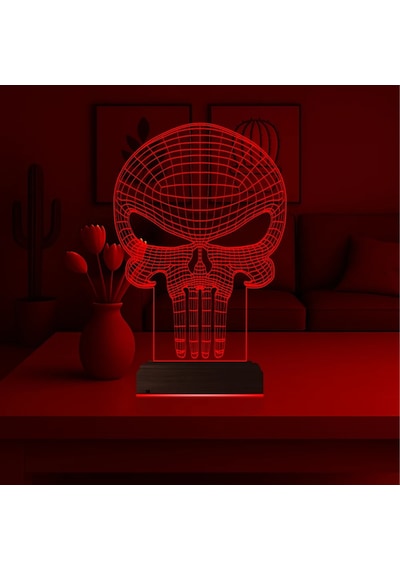 Luvivia Kuru Kafa Punisher 3d Lamba - Masa Gece Lambası Şeffaf