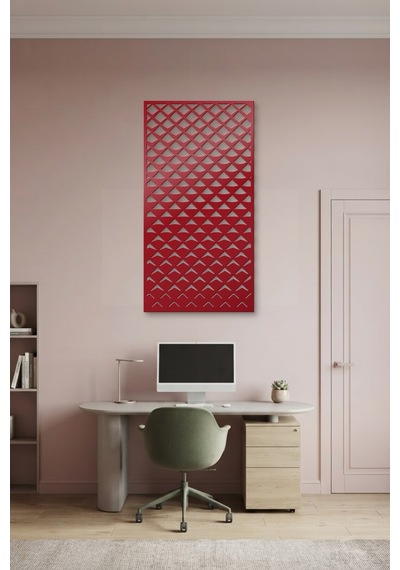 Pul Dekoratif Panel Metal Duvar Tablosu - Duvar Sanatı - Duvar Dekoru - Kırmızı