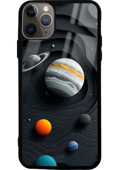 Apple Uyumlu iPhone 11 Pro Max Planet Fold Tasarımlı Glossy Telefon Kılıfı Çok Renkli