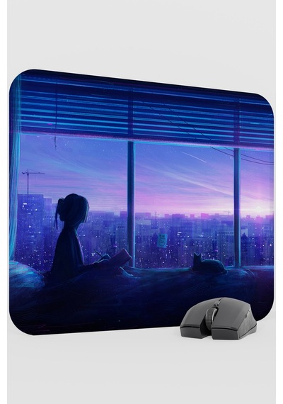 Dijital Kedili Kız V1 48x40 Xl Gaming Kauçuk Kaymaz Taban Mouse Pad Fare Altlığı