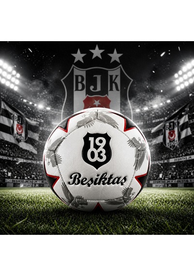 Beşiktaş Lisanslı Futbol Topu No:5 430 Gr Dayanıklı Dikişli Profesyonel Top Beyaz