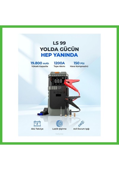 Vaveni Nsun T-life Jump Starter 19800 Mah Akü Takviyeli Hava Kompresörü Lensun Ls 99 Arz