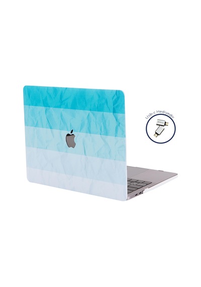 Apple Uyumlu MacBook Pro Kılıf 13inç M1-m2, Paint02 Type-c'li Model A2338 A2289 A2251 A1706-08 A1989 A2159 İle Turkuaz