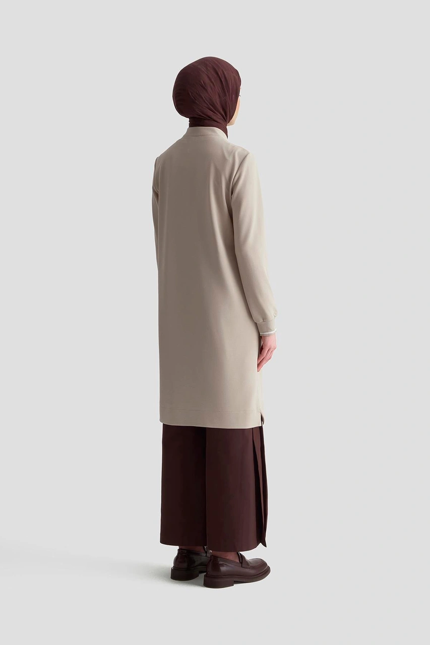 Armine Trend Kolları Ribanalı Yarım Fermuarlı Tunik Bej 25kt443 Bej