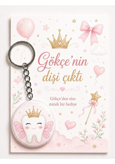 Hediyelik Set-13 - Kişiye Özel Diş Buğdayı Kartlı Açacaklı Anahtarlık, İlk Diş Hatırası Bebek Hediye