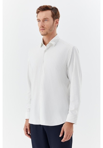 Sabri Özel Erkek Beyaz-siyah Dar Kesim Slim Fit Pamuklu Çizgili Uzun Kollu Klasik Yaka Gömlek Siyah - Beyaz Sabri Özel Erkek Beyaz-siyah Dar Kesim Slim Fit Pamuklu Çizgili Uzun Kollu Klasik Yaka Gömlek Siyah - Beyaz