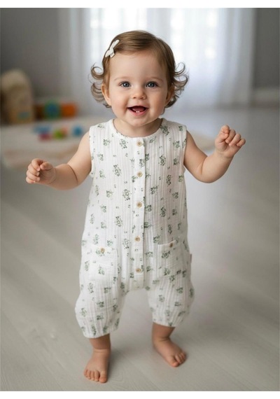 Tiffany Baby & Kids Tiffany Baby Bebek Spring Theme Müslin Tulum Yeşil 57023