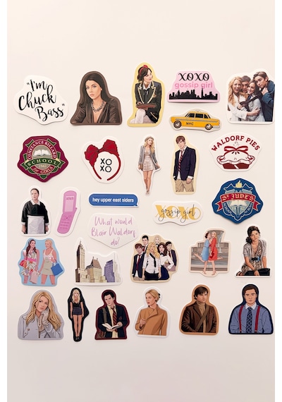 Gossip Girl 28 Adet Sticker Paketi Suya Dayanıklı Laptop Termos Telefon Etiket Seti