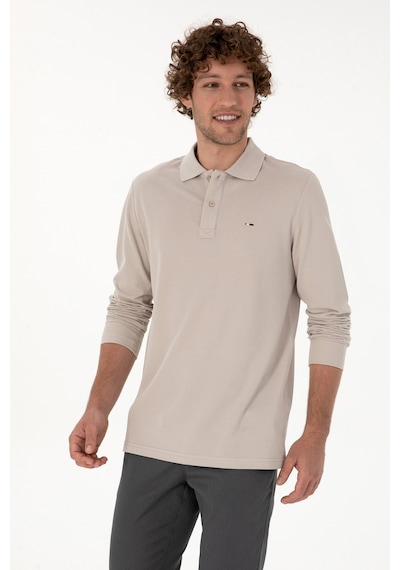 U.S. Polo Assn. Erkek Regular Fit Polo Yaka Taş Basic Sweatshirt 50315941-VR049