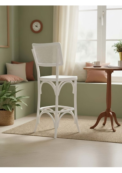 Sofa Ahşap Bar Sandalyesi Beyaz