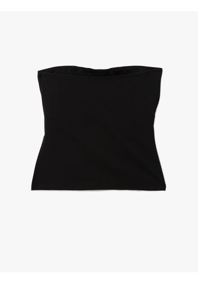 Koton Krep Scuba Kumaş Drape Detaylı Asimetrik Straplez Üst Siyah 5sak10017ek Siyah