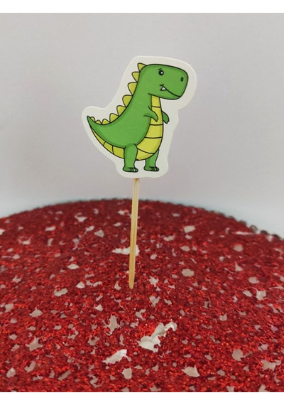 30 Adet Dekoratif Karton Dinozor Şeklinde Pasta Kürdanı 6,5 Cm