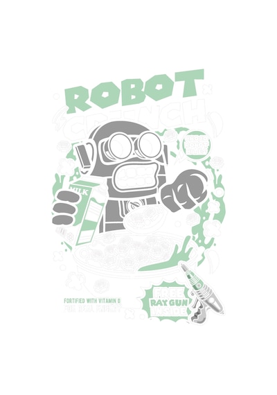 Paybuy Çocuk Retro Robot Çikolata Tahıl Baskılı Tişört %100 Pamuk Nostal Siyah