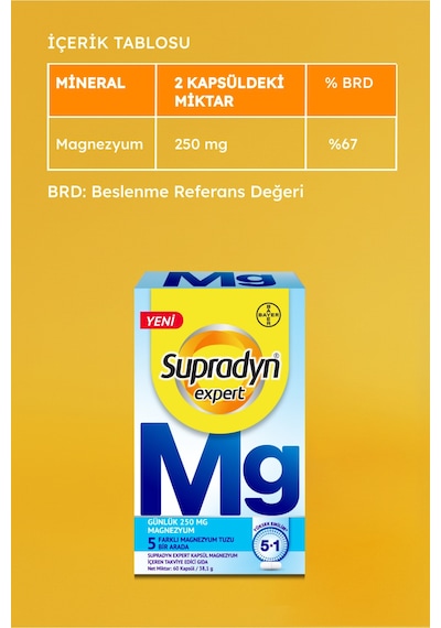 Supradyn Expert Mg 5 Farklı Magnezyum İçeren 60 Kapsül Takviye Edici Gıda