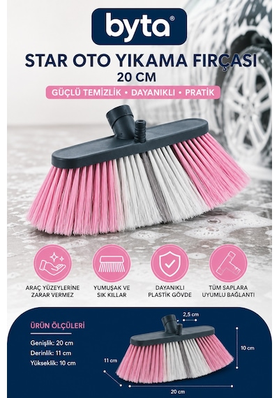 Star 20 Cm Oto Yıkama Fırçası Çizmez Yumuşak Kıllı Araç Temizlik Fırçası Sapsız 1 Adet Karışık Renklerde Gönderilir