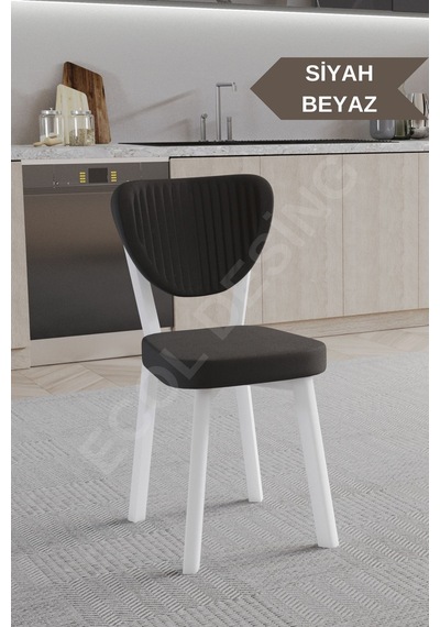 Faymend 2 Adet Elma Model Mutfak Sandalyesi Salon Sandalyesi Yemek Sandalyesi Cafe Restaurant Sandalyesi Siyah