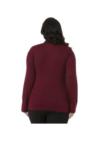 Disentis Büyük Beden Yarım Balıkçı Uzun Kollu Viskon Bordo Body-bordo Bordo
