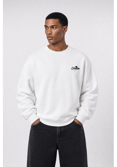 Respire Erkek Finalize Patch Detaylı Oversize Sweatshirt Ekru