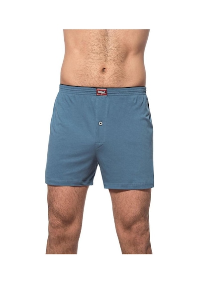 Özkan Underwear 6 Adet Özkan Erkek Pamuklu Şardonlu Düz Renk Boxer 0041 Mavi