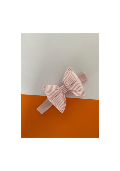 Pamuk Kız Bebek Fiyonk Bandana 2'li Set Pembe Çizgili - Sarı Kare Pembe Çizgili - Sarı Kare