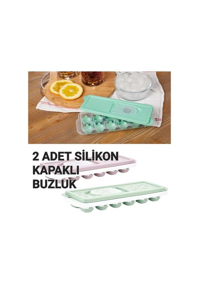 2 Adet Slikon Kapaklı Buzluk, 12 Bölmeli Bas Çıkar Buz Kalıbı Renkli Plastik Renkli Diğer