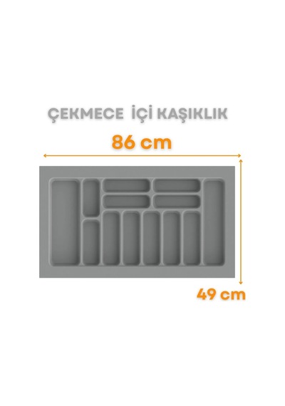 Çekmece İçi Kaşıklık Ve Kepçelik 86x49 Cm 78x40 Ölçülerine Kadar Kesilebilir Gri