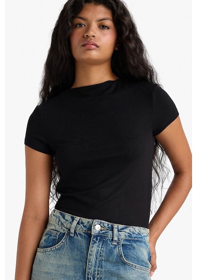 Defacto Slim Fit Siyah Kadın T-shirt E5906ax/bk81 Siyah