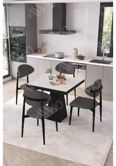 Avvio Vanessa Siyah Polo Metal Sandalye 90x90 Kare Yemek Masası Mutfak Masası Masa Sandalye Takımı Beyaz Avvio Vanessa Siyah Polo Metal Sandalye 90x90 Kare Yemek Masası Mutfak Masası Masa Sandalye Takımı Beyaz