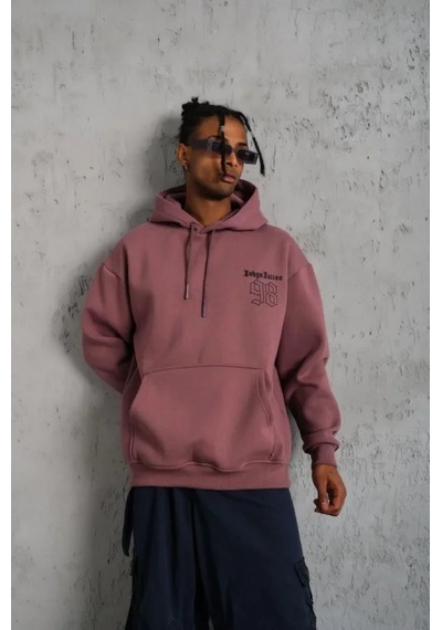 Veraura Lifestyle Erkek 98 Baskılı Kapşonlu Sweat - Gül Kurusu Gülkurusu