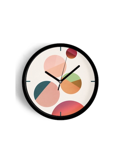 Soyut - Geometrik Temalı Modern Duvar Saati - 25cm - Önü Camlı Siyah Kasa - Sessiz Mekanizma-jh0308 Siyah