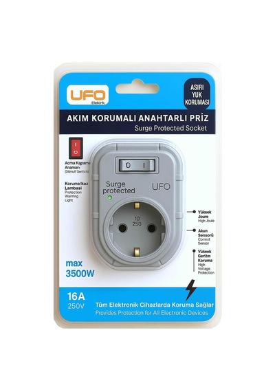 Lexroo Yeni Tekli Akım Korumalı Anahtarlı Topraklı Priz, Sürekli Koruma, 16a 250v Diğer
