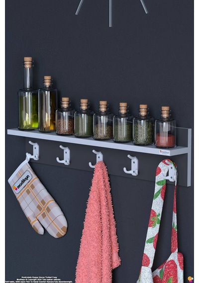 Kedi 15 Kancalı Mutfak Askısı 3'lü Set 71,4x19 Cm - Şık Tasarım, Çok Amaçlı Düzenleyici Ve Yer Tasarrufu Gri Kedi 15 Kancalı Mutfak Askısı 3'lü Set 71,4x19 Cm - Şık Tasarım, Çok Amaçlı Düzenleyici Ve Yer Tasarrufu Gri