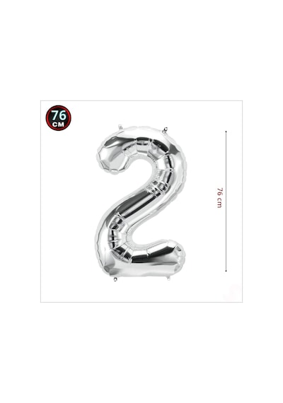 2 Yaş Rakam Gümüş Folyo Balon - 76 Cm