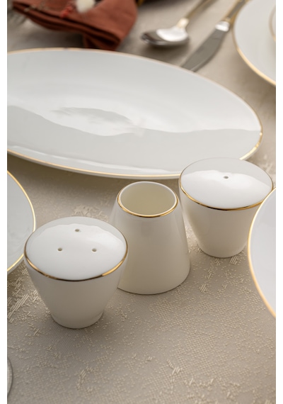Emsan Elmira Gold Fine Bone 59 Parça 12 Kişilik Yemek Takımı Beyaz