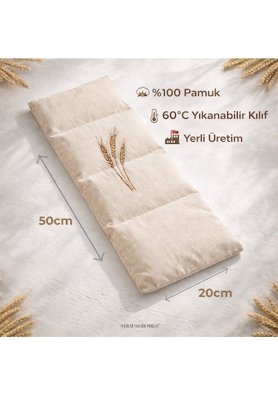 Strauss Home Çavdar Yastığı 800g Çıkarılabilir & Yıkanabilir Kılıf %100 Doğal Çavdar Dolgu Isı Ve Soğuk Terapisi Ekru