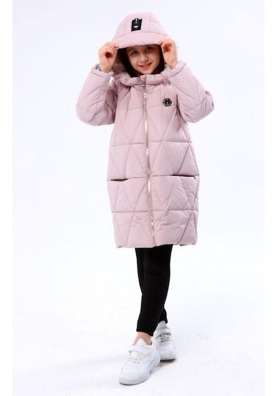 Benitto Kız Çocuk İçi Peluş Gizli Cep Detaylı Fermuarlı Mont-14763 Lila
