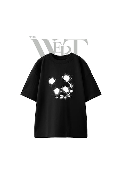 Thewert Splatter Panda Tasarım Baskılı Ünisex Siyah Oversize T-shirt