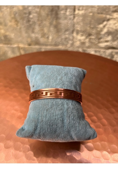 El İşçiliği Desenli Saf Bakır Bileklik Doğal Bakır Bilezik Unisex Otantik Tasarım Hasır