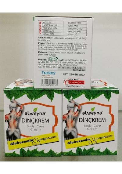 Alweyna Glukozamin & Magnezyum Dinçkrem 3 x 230 G